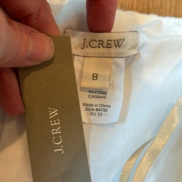 J. Crew Dress Strapless White Eyelet Cotton Knee Length NWT Size 8 - Picture 6 of 7